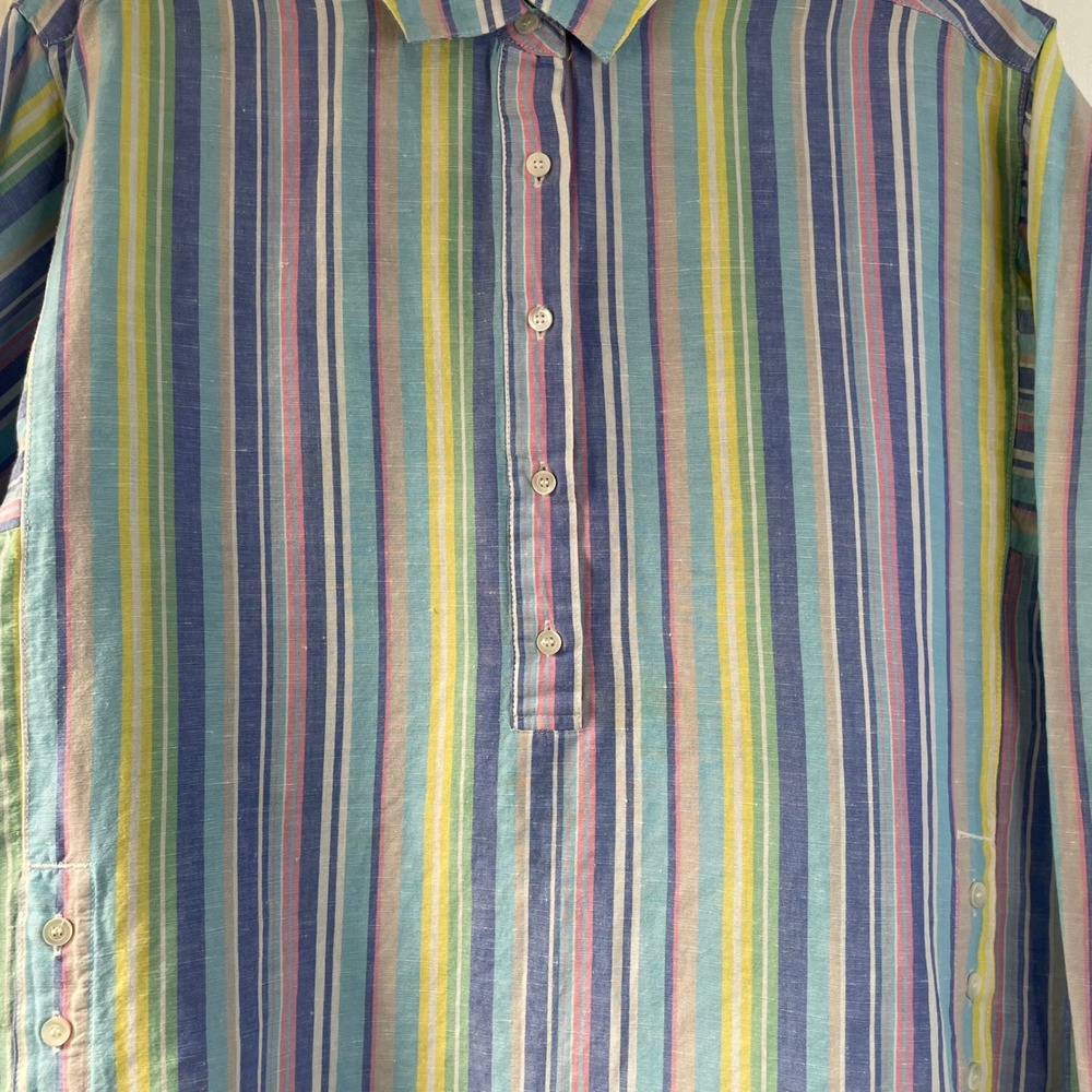 J Mclaughlin Fallon Linen Striped Pullover Button… - image 1